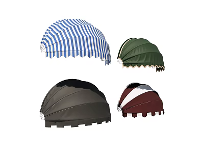 Stylish Outdoor Canopies Featuring Blue White Green Dark Gray And Brown Striped Styles 3d model