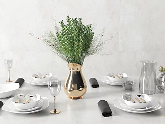 Light Luxury Tableware Wine Glass Combination 3d model