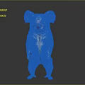 Realistic Koala Standing Upright With Detailed Fur On Gray Background