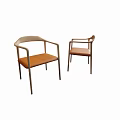 Modern Dining Chairs With Armrests Orange Seats And Light Wood Frame Design