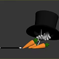 Cute Household Items Featuring Black Top Hat Purple Band Rabbit Legs Carrots And Magic Wand
