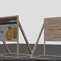 Wooden Display Stands For Household Items With Orange Design And Empty Frame