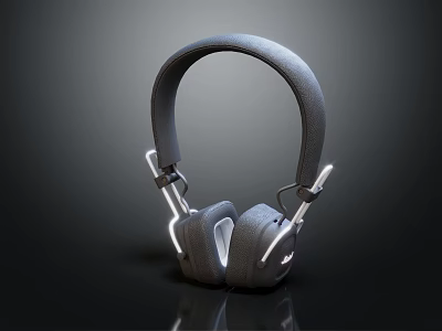 Modern Gray Wireless Headphones With LED Lights And Soft Comfortable Ear Cups 3d model
