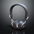 Modern Gray Wireless Headphones With LED Lights And Soft Comfortable Ear Cups 3d model