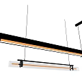Modern Long Linear Pendant Lights With Black Metal Frame And Transparent Glass Shade