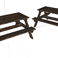 Rustic Wooden Picnic Table and Bench Set for Outdoor Garden Use 3d model