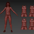 Female Model Showcasing Different Colored Tank Tops And Shorts Outfits