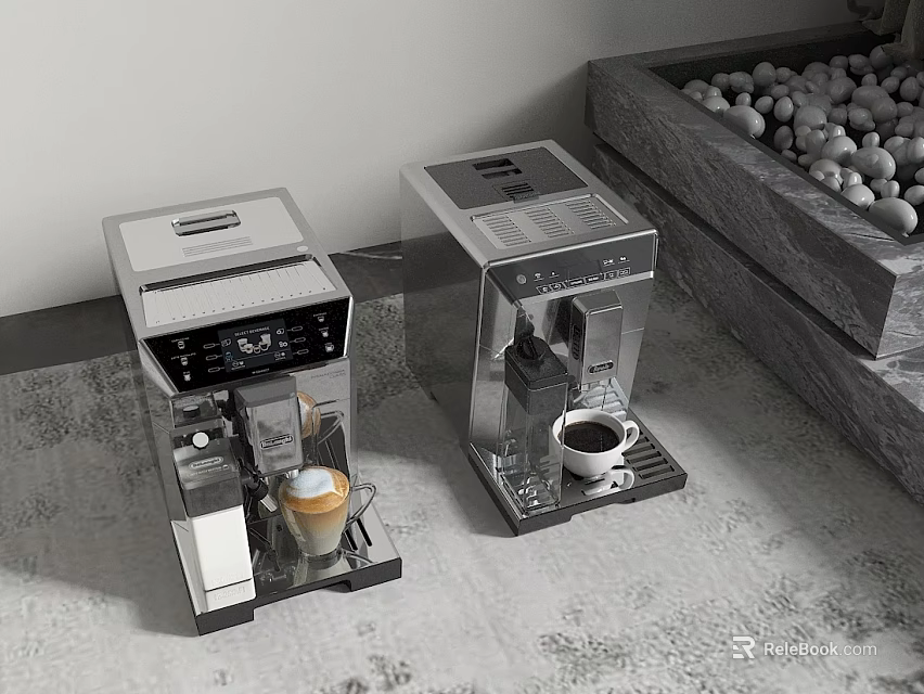 Modern Coffee Machines Making Different Beverages 3d model 