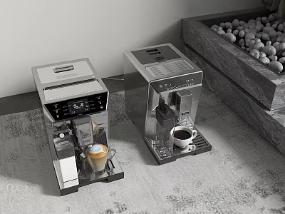 Modern Coffee Machines Making Different Beverages 3d model