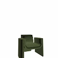 Green Plush Single Sofa With Modern Block Armrest Minimalist Design 3d model