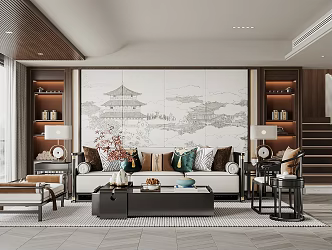 New Chinese Living Room 3d model