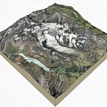 Garden Landscape Design With Mountain Terrain Green Vegetation And Natural Lake