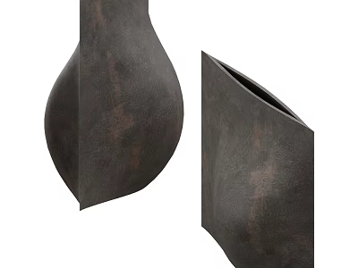 Black Ceramic Vessels With Rustic Texture And Geometric Vase Shapes For Home Decor 3d model