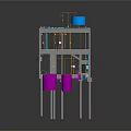 Industrial Multi Layered Steel Structure With Colored Pipes Equipment And Yellow Pipeline Lines