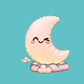 Cartoon Inflatable Crescent Model with Smiling Face Blush Cheeks and Cloud Base