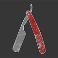 Classic Safety Razor With Silver Blade And Red Handle On Black Reflective Background 3d model