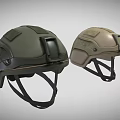 Modern Tactical Helmets In Green And Tan Colors With Protective Design Features