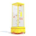 Yellow Shared Claw Machine With Transparent Enclosure And Wheels For Doll Grabbing 3d model