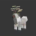 Pixelated Game Character Reindeer With Golden Antlers White Body And Red Nose