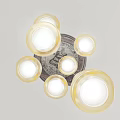Vintage Wooden Chandelier Suspended by Chains With Multiple Glass Bulbs