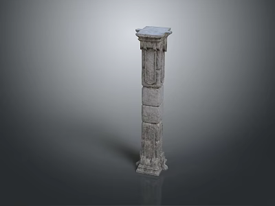 Classical Stone Column With Carved Base Ornate Capital And Textured Surface 3d model