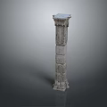 Classical Stone Column With Carved Base Ornate Capital And Textured Surface 3d model