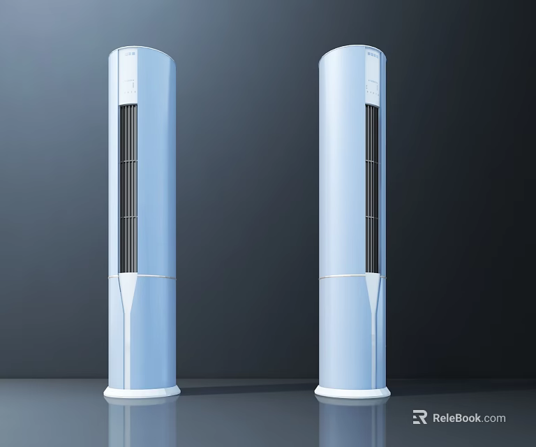 Two Modern Tower Air Cooler Fans With Cylindrical Design And White Finish 3d model 