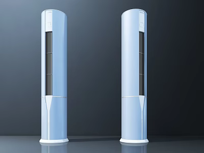 Two Modern Tower Air Cooler Fans With Cylindrical Design And White Finish 3d model