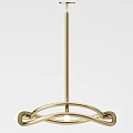 Golden Modern Chandelier With Curved Metal Frame And Minimalist Design For Interior