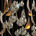 Modern Luxury Crystal Chandelier With Glass Balls And Metal Feathers