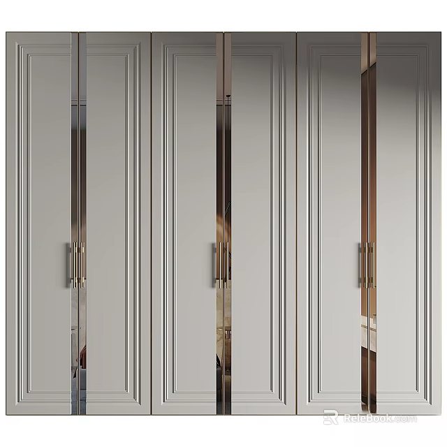 Modern Wardrobe Interior Design With Mirror Doors And Metal Handles Storage 3d model 