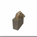 Ancient Horse Head Stone Sculpture With Intricate Carved Details On Pedestal
