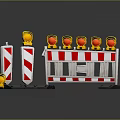 Traffic Control Barriers With Red White Stripes And Warning Lights