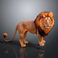 3D Rendered Lion Standing On Dark Background With Distinct Mane And Reflection