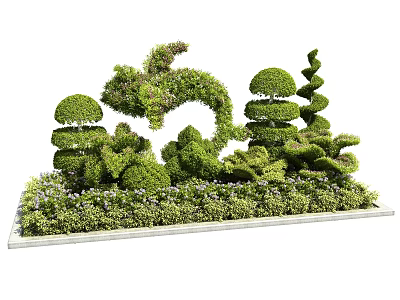 Artfully Trimmed Shaped Shrubs With Spiral Rounded Arched And Low Topiary Garden Designs 3d model