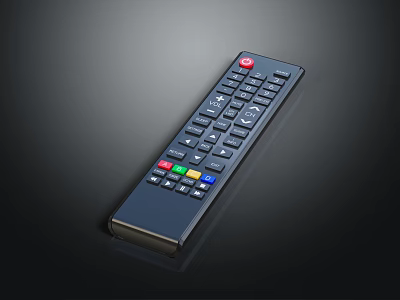 Electronic Appliance Modern Black Remote Control With Colorful Buttons And Power Key 3d model