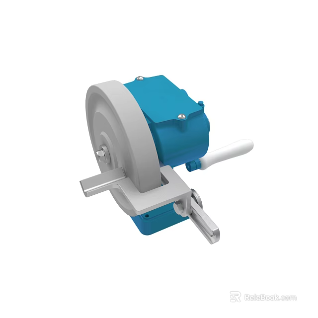 Industrial Bench Grinder With Circular Grinding Wheel Blue Motor Housing And Metal Base 3d model 