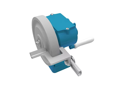 Industrial Bench Grinder With Circular Grinding Wheel Blue Motor Housing And Metal Base 3d model