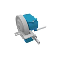 Industrial Bench Grinder With Circular Grinding Wheel Blue Motor Housing And Metal Base