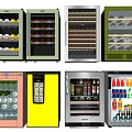 Modern Various Colored Glass Door Fridge Freezers Storing Beverages and Bottles