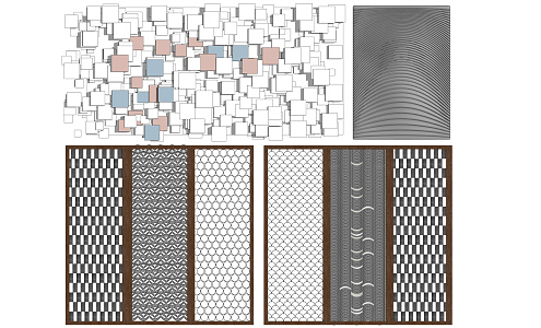 New Chinese background wall Homestay decorative wall partition gray brick tile background wall 3d model