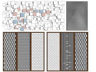 New Chinese background wall Homestay decorative wall partition gray brick tile background wall 3d model