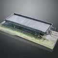 Detailed Flatbed Train Wagon Model On Track With Grass Base