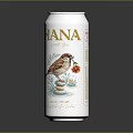 HANA Light Ale Can Design Featuring Sparrow And Red Flower Illustration