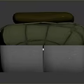 Modern Single Bed With Green Plaid Mattress Brown Pillow And Silver Metal Frame