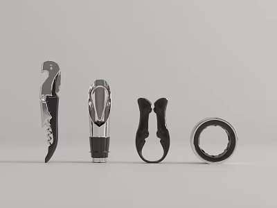 Essential Kitchen Tools Collection Featuring Metal Bottle Openers And Can Openers 3d model