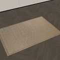 Light Brown Square Rug With Woven Texture On Dark Herringbone Wooden Floor