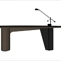 Modern Minimalist Desk Design With Wooden Surface And Adjustable Table Lamp