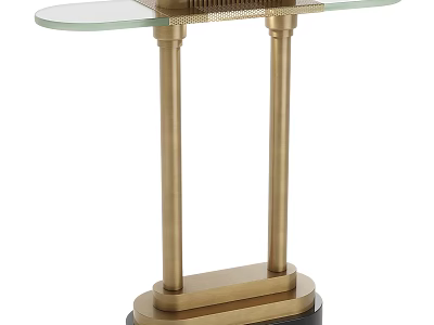 Elegant Golden Metal Table Lamp With Glass Top And Sturdy Base Design 3d model