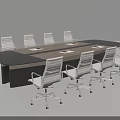 Modern Rectangular Conference Table With White Office Chairs In Meeting Room 3d model
